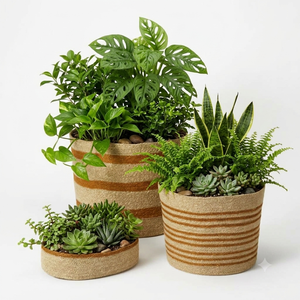 Maceta de Seagrass Tejida a Mano con Diseño de Rayas para Decoración de Jardín, Patio y Hogar - Product Image 6