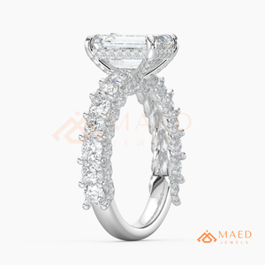 Moissanite <b>Emerald</b> Cut <b>Ring</b> for Women <b>Silver</b> Tone Engagement Wedding Anniversary Jewelry Elegant Daily Wear Style - Product Image 6