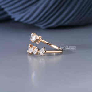 <b>Emerald</b> Marquise Oval & Pear Lab Grown Diamond <b>Ring</b> S925 <b>Silver</b> Yellow Gold Luxury 10 Piece 1.25ct EF Clarity Gift for Women - Product Image 5