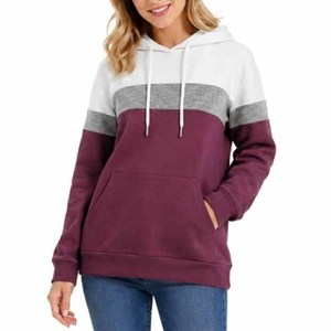 Sudadera con Capucha Personalizada para Mujer, Diseño Color Block, 100% Algodón, Tejido de Punto, Estilo Otoñal, Sudadera Casual de Alta Calidad, OEM - Product Image 1
