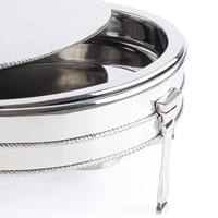 Plat de service ovale de luxe en acier inoxydable pour buffet, chauffe-plats professionnel avec couvercle orné et poignée, vente en gros