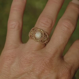 Boho Macrame String Ring Tiger Eye Bead Light Cord Adjustable Handmade Gemstone Ring Minimalist Jewelry for Women - Product Image 1