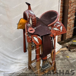 Conjunto de Silla de Montar Western de Cuero con Diseño Premium de Carreras de Barriles, Madera/Plástico |   Juego de Herrajes de Acero Inoxidable Hechos a Mano para Caballos - Product Image 4