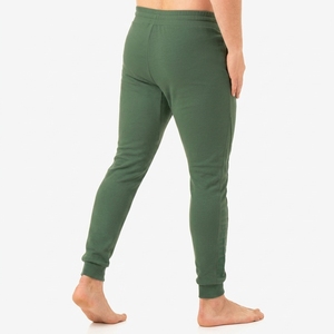 Pantalon de jogging décontracté pour homme personnalisé en coton et élasthanne vert, taille élastique avec cordon de serrage, mi-lourd, respirant, tricoté - Product Image 3