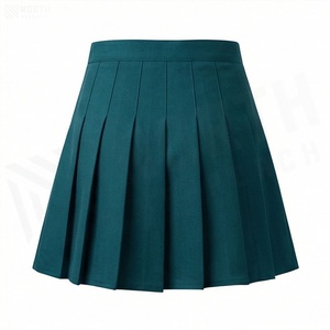 Jupe plissée mini pour femme, couleur unie, satin, taille normale, à porter toute l'année - Product Image 2