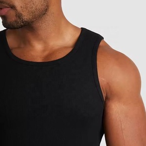 Wholesale Cotton Black White Tank Top Sleeveless Fitness Sportswear Custom Logo <b>Men</b> <b>Singlet</b> Tank Tops <b>Men</b> Tank Top <b>For</b> Sale - Product Image 5