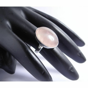 Rose Quartz <b>Silver</b> <b>Ring</b> <b>925</b> Sterling <b>Silver</b> Natural Oval Gemstone Bezel Setting <b>Ring</b> Romantic Gift for Women - Product Image 1