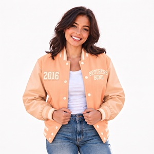 Chaqueta universitaria azul cian turquesa para mujer, cuerpo de lana gruesa, mangas de cuero en contraste, botones a presión, estilo retro, abrigo tipo letterman. - Product Image 4
