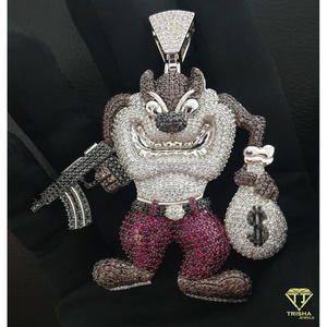 Luxury Character Pendant Lab Grown Diamond Hip Hop Bling Necklace Streetwear Jewelry <b>Piece</b> - Product Image 5