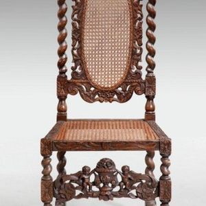 Luxury Handcrafted Solid Wood Dining Chair Ornate Cherub Carving <b>Barley</b> Twist Legs Cane Seat - Product Image 3