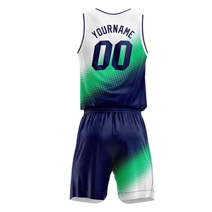 Ensemble de maillot et short de basket-ball personnalisés par sublimation, col en V, sans manches, couleur dégradée, polyester à séchage rapide, vêtements de sport unisexes pour adultes - Product Image 2