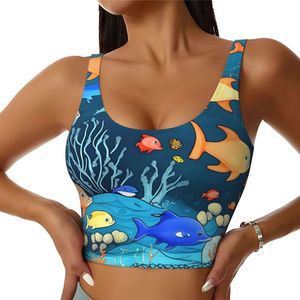 Soutien-gorge de sport personnalisé OEM pour femme, imprimé poisson océan, sublimation, crop top de yoga respirant, vêtements de fitness actifs en gros - Product Image 4