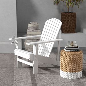 Silla Adirondack Blanca Moderna con Portavasos para Patio, Jardín y Césped - Product Image 2