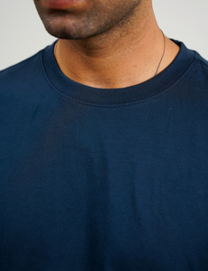 T-shirt pour homme à col rond, manches courtes, couleur unie, 100% coton, coupe ample, vêtement décontracté, respirant, design en jersey tricoté - Product Image 5