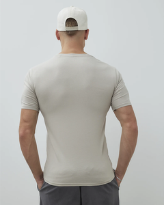 เสื้อยืดคอกลมแขนสั้นสำหรับผู้ชาย, เสื้อคอตตอน100% ทรงหลวมระบายอากาศเป็นมิตรกับสิ่งแวดล้อมผ้าฟลีซสีทึบแบบลำลองผ้ายืดเปล่า - Product Image 2
