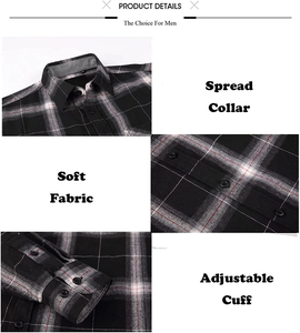 Camisa de Franela de Algodón a Cuadros de Color Verde, la Más Vendida, con Botones y Ojales - Product Image 3