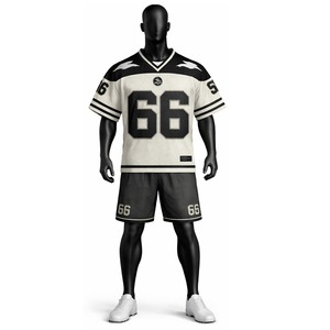 Ensemble maillot et short de football américain 100 % polyester, uniforme sportif respirant, tenue d'équipe personnalisée pour les entraînements et les matchs - Product Image 2