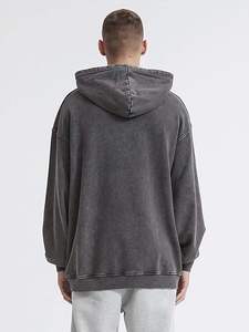 Sweat-shirt à capuche en molleton délavé pour homme, 100 % coton, coupe ample, style streetwear décontracté - Product Image 4