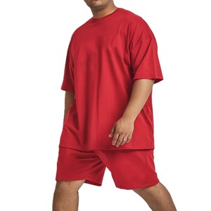 Ensemble T-shirt et short rouge 2026 pour homme – Style streetwear décontracté et personnalisé pour l'été, deux pièces, 100 % coton, séchage rapide - Product Image 3