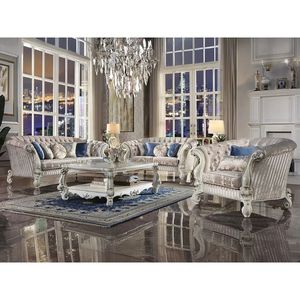 Royal Luxury Solid Teak Wood <b>Sofa</b> Set Classical 6 Seater Carved Fabric Couch Coffee <b>Side</b> <b>Table</b> Antique Living Room Furniture - Product Image 1