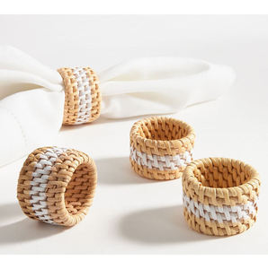 Porte-serviettes en rotin de qualité supérieure, fait main, logo personnalisé, style moderne classique pour mariage, fête, vaisselle de table - Product Image 6
