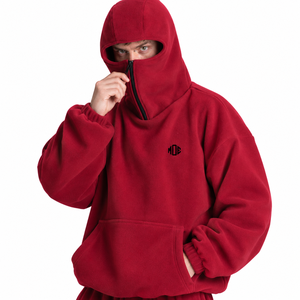 Sweat à capuche polaire tendance avec cagoule intégrée, coupe oversize, poche kangourou, streetwear personnalisé, logo brodé - Product Image 1