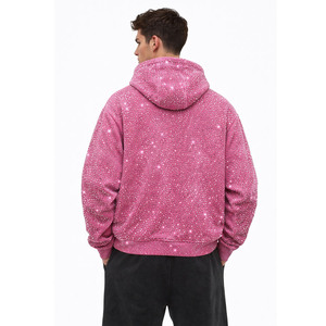 Sudaderas con Cierre Relaxed Fit de Alta Calidad con Pedrería para Hombre, Forro Polar Grueso, Estilo Urbano, Logotipo Personalizado, Venta al por Mayor, Bajo MOQ - Product Image 3