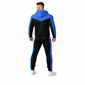 Ensemble de survêtement en molleton pour homme, coupe ajustée, couleur unie, sweat-shirt et pantalon, noir, bleu, vêtements de sport décontractés, vêtements de fitness, vêtements de course à pied - Product Image 5