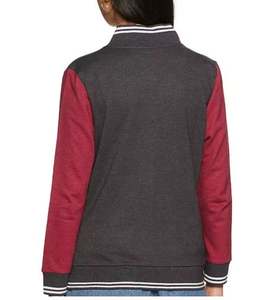 Veste varsity décontractée pour femme avec col et poignets côtelés, offrant confort et un look athlétique intemporel pour un usage quotidien. - Product Image 2