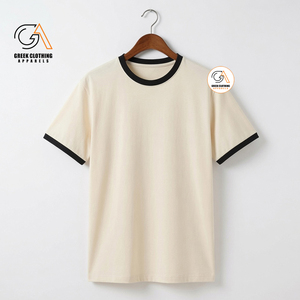 T-shirt décontracté de luxe à manches courtes et col rond, coupe régulière, couleur unie jaune, motif contrastant multi-panneaux, style Alpha Phi Fraternity - Product Image 4