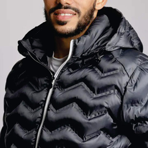 Lightweight Men's Waterproof Breathable V-neck Puffer Jacket <b>Covered</b> <b>Button</b> Closure Black Winter Streetwear Casual Outerwear - Product Image 4