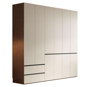 Armoire moderne en teck massif, armoire minimaliste pour chambre à coucher, armoire de rangement avec tiroirs et étagères pour appartement, salon, durable - Product Image 6