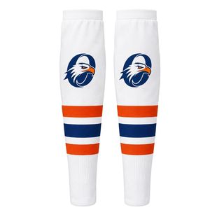 Men White <b>Orange</b> Hockey <b>Socks</b> Polyester Athletic Sports <b>Socks</b> Team Uniform Wear Long <b>Socks</b> Training Game Apparel Performance - Product Image 1