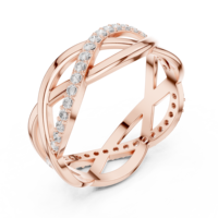 Bague en diamant couleur or rose, bande torsadée infinie pavée, bijou pour femme, cadeau d'anniversaire de mariage