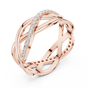 Anillo de Diamantes Color Oro Rosa con Banda Trenzada Infinita, Joyería de Regalo de Aniversario de Bodas para Mujer - Product Image 4