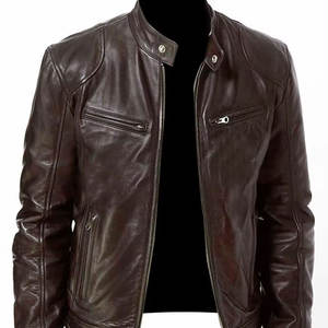 เสื้อแจ็คเก็ตหนังผู้ชายทรงเข้ารูป ดีไซน์โดดเด่น วัสดุทนทาน สวมใส่ง่าย สำหรับขายออนไลน์ - Product Image 1