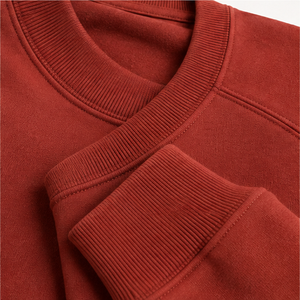 Customize Brick <b>Red</b> <b>Mens</b> Relaxed Boxy Compact Rib Crewneck Pullover <b>Sweatshirt</b> Peached French Terry MCRW-0019 - Product Image 6