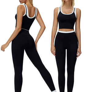 OEM Service Professional Wear Plus Size Women Yoga Set Solid Breathable Quick Dry High Quality 2 Piece Set Customizable Colors - Product Image 1
