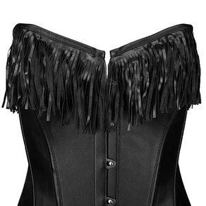 <b>Women's</b> Black Leather Corset <b>Waistcoat</b> with Zipper Closure and Lace-Up Back Casual Style Waterproof Outerwear Regular Length - Product Image 5