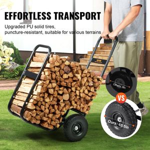 Carrello Porta Legna con Capacità di 250 Libbre, Ruote in PU, Telo Impermeabile, Resistente per Uso Interno ed Esterno, Porta Legna per Carrelli Manuali - Product Image 5