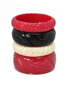 Handmade H a CRAFT Women's Vintage Classic Resin <b>Bangle</b> <b>Bracelet</b> Party Occasion Carved Floral & Lovers Pattern - Product Image 3