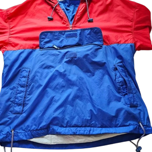 Veste coupe-vent unisexe à blocs de couleur rouge et bleu, à capuche, pull-over, imperméable, coupe-vent, anorak pour l'extérieur - Product Image 4