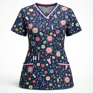 Wholesale Custom Stylish 100% Cotton Woven Moisture-Wicking Breathable Medical Scrubs for Healthcare Professionals-OEM - Product Image 1