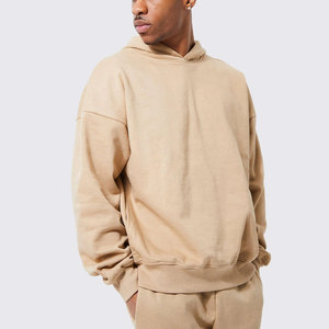 Ensemble sweat-shirt à capuche et pantalon de jogging unisexe beige, couleur unie, coupe décontractée, poches latérales, poids moyen, 100% coton - Product Image 4