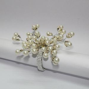Made in India <b>Crystal</b> Bearded Eco-Friendly Napkin Rings Round Shape White Wedding - Product Image 3