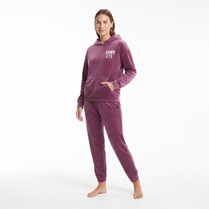 Ensemble de survêtement en velours pour femme, coupe classique, personnalisé, avec sweat à capuche et pantalon de jogging, poche kangourou, pour l'hiver - Product Image 6