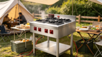 Cuisinière à gaz commerciale XY à 4 brûleurs en acier inoxydable, cuisinière à gaz pour hôtel, restaurant, cuisine