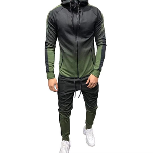 Sweat à capuche d'hiver pour homme en molleton technique de coton avec fermeture éclair intégrale, à rayures, et ensemble de survêtement respirant pour le sport - Product Image 1