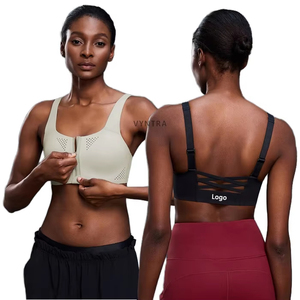 Soutien-gorge de sport sans armatures à maintien moyen, respirant, écologique, en nylon/spandex, séchage rapide, avec décoration en cristal et bretelles en Y - Product Image 1