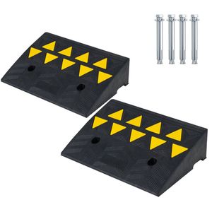 2 Pezzi Rampa per Marciapiede in Gomma Riflettente Resistente con Canale di Drenaggio per Accesso Comodo alla Vialetto - Product Image 2